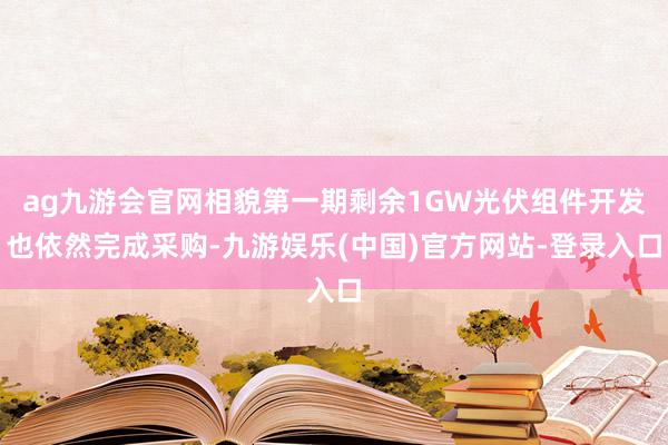 ag九游会官网相貌第一期剩余1GW光伏组件开发也依然完成采购-九游娱乐(中国)官方网站-登录入口