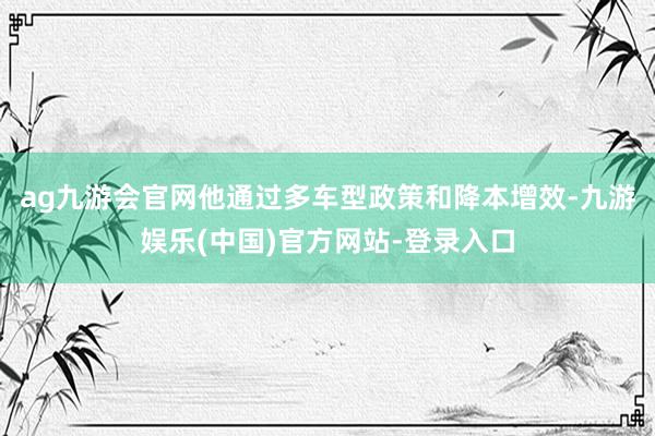 ag九游会官网他通过多车型政策和降本增效-九游娱乐(中国)官方网站-登录入口