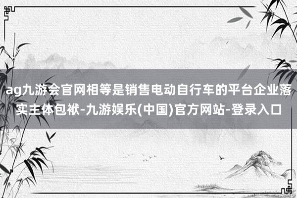 ag九游会官网相等是销售电动自行车的平台企业落实主体包袱-九游娱乐(中国)官方网站-登录入口